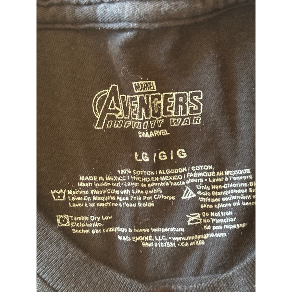 Marvel Avengers Infinity War Thor Rocket Groot Black Graphic T-Shirt Mens Large - Picture 3 of 5